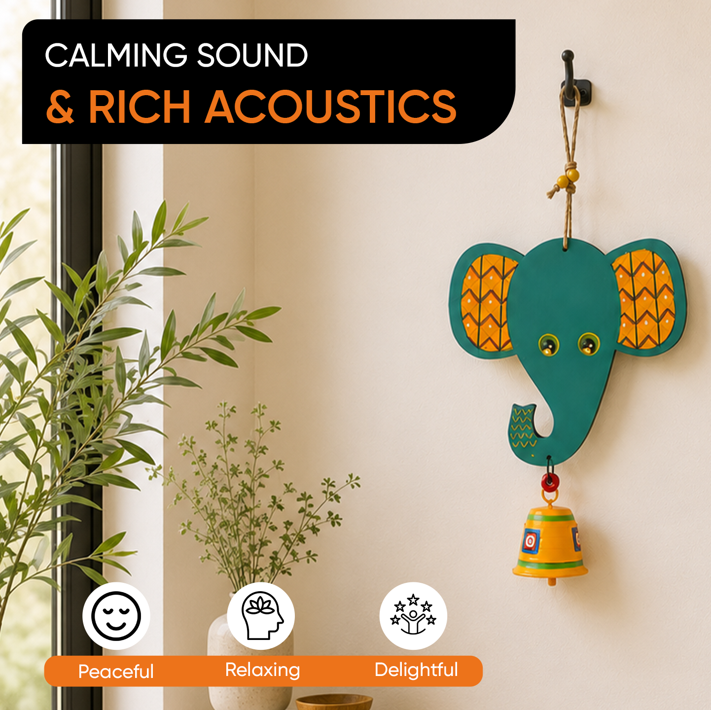 Happy Elephant Wind Chime (15x7)