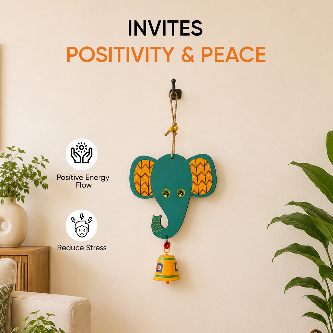 Happy Elephant Wind Chime (15x7)