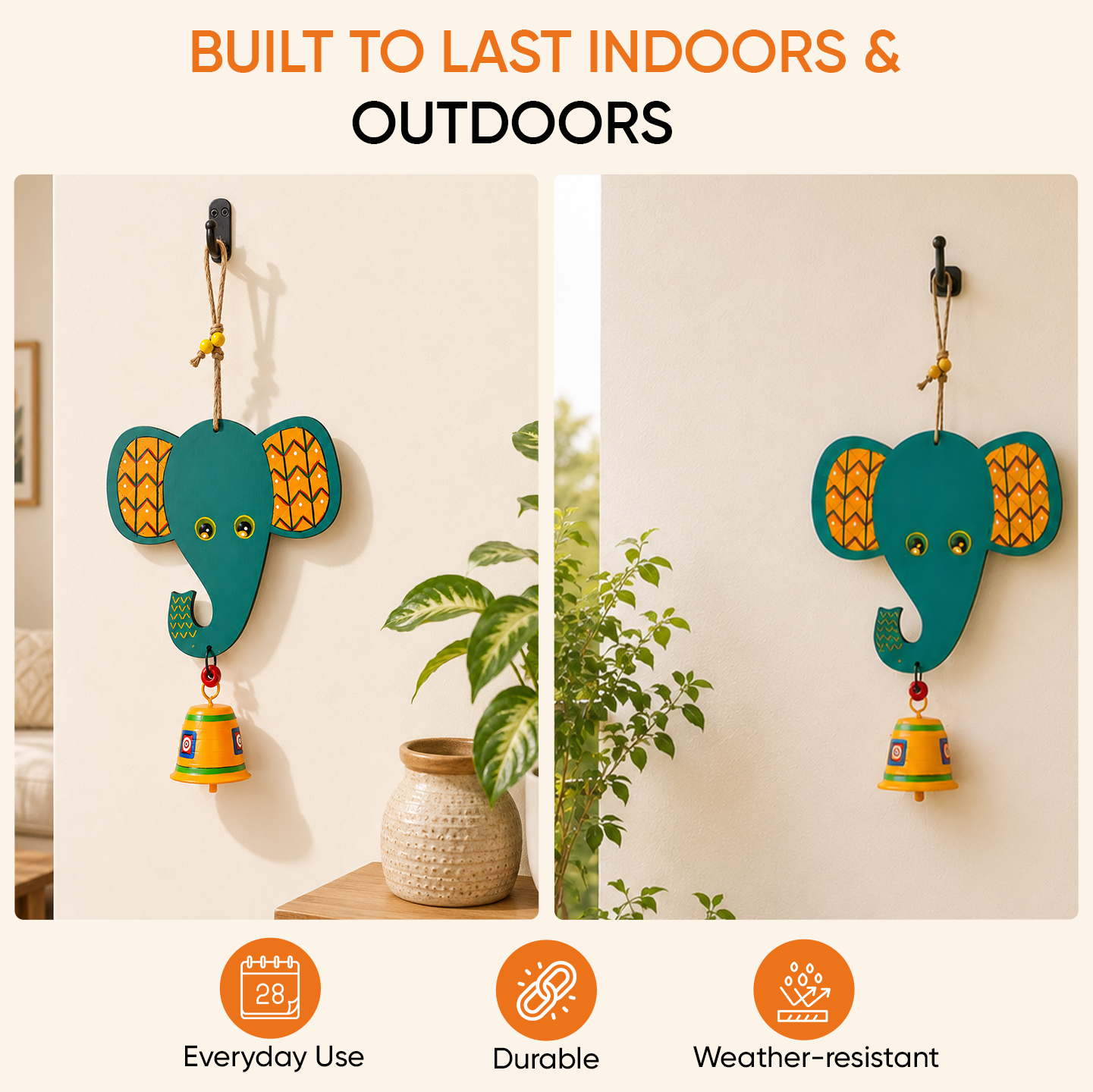 Happy Elephant Wind Chime (15x7)