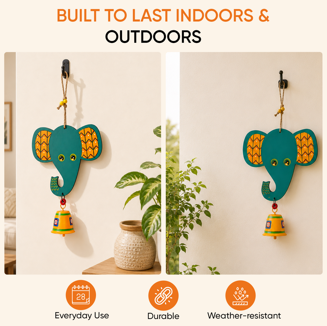 Happy Elephant Wind Chime (15x7)