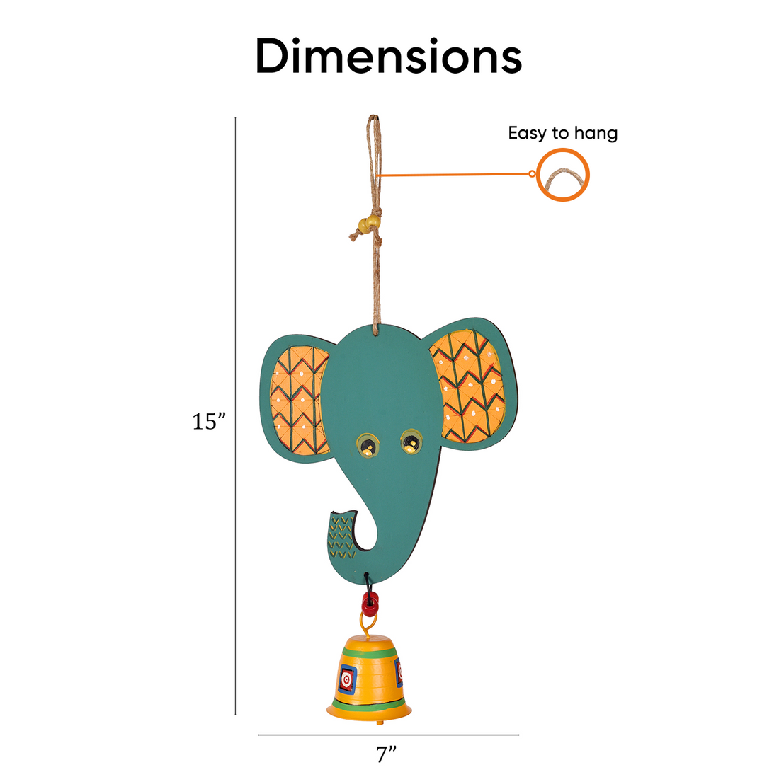 Happy Elephant Wind Chime (15x7)