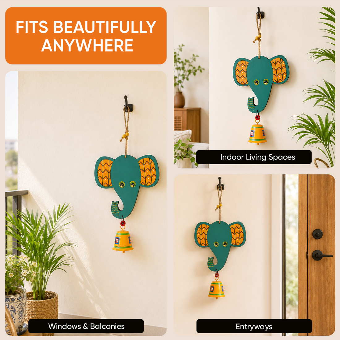 Happy Elephant Wind Chime (15x7)