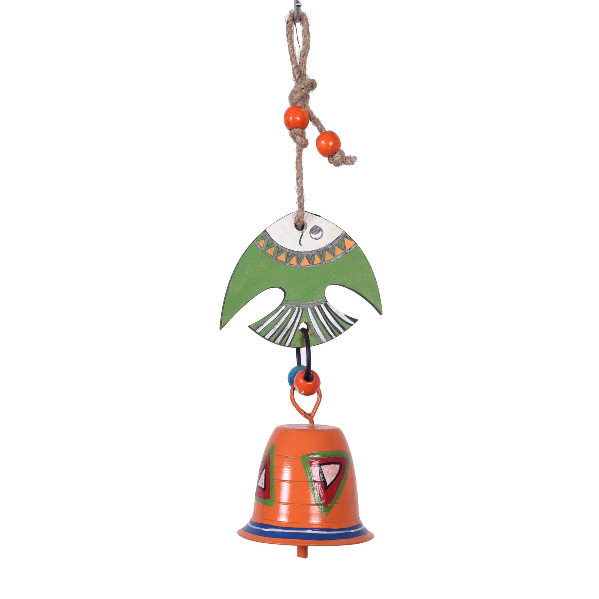 Hand Painted  Fish And Bell Windchime (3x2.5x9)