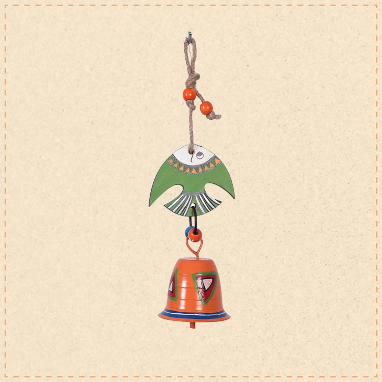 Hand Painted  Fish And Bell Windchime (3x2.5x9)