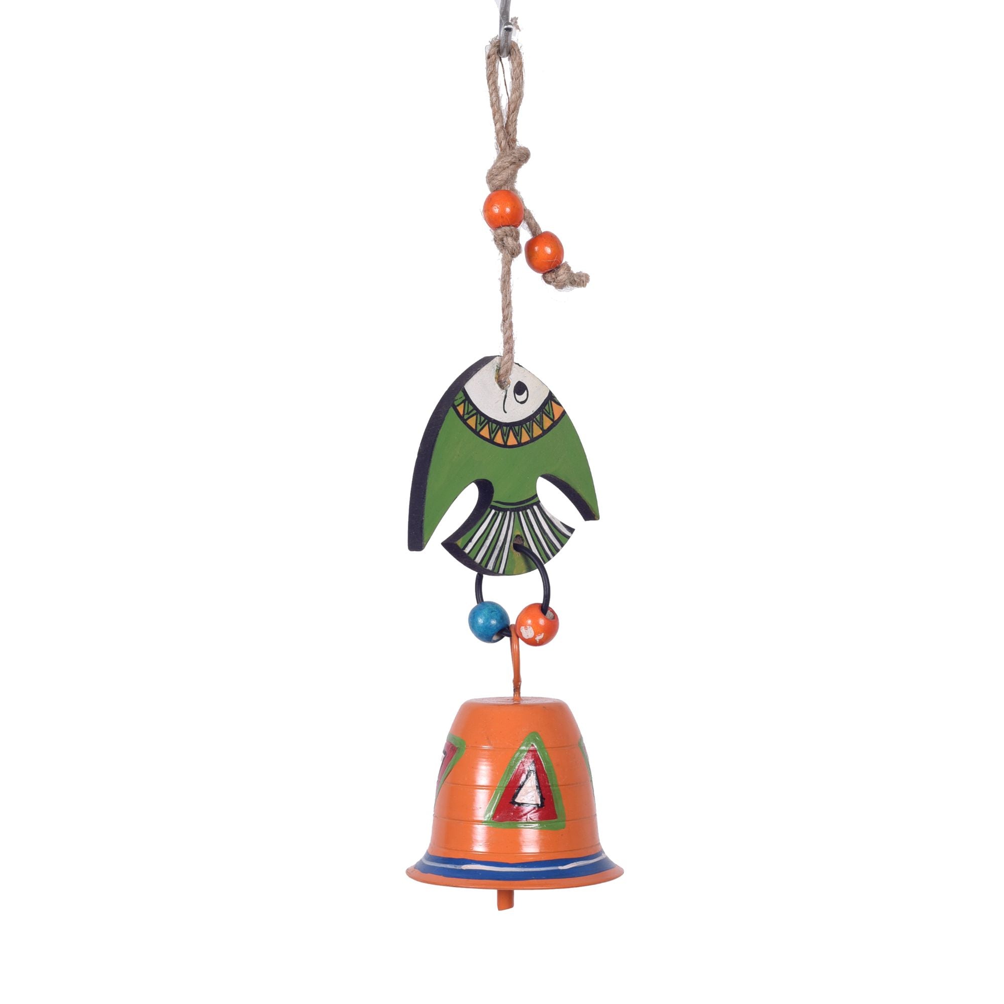 Hand Painted  Fish And Bell Windchime (3x2.5x9)