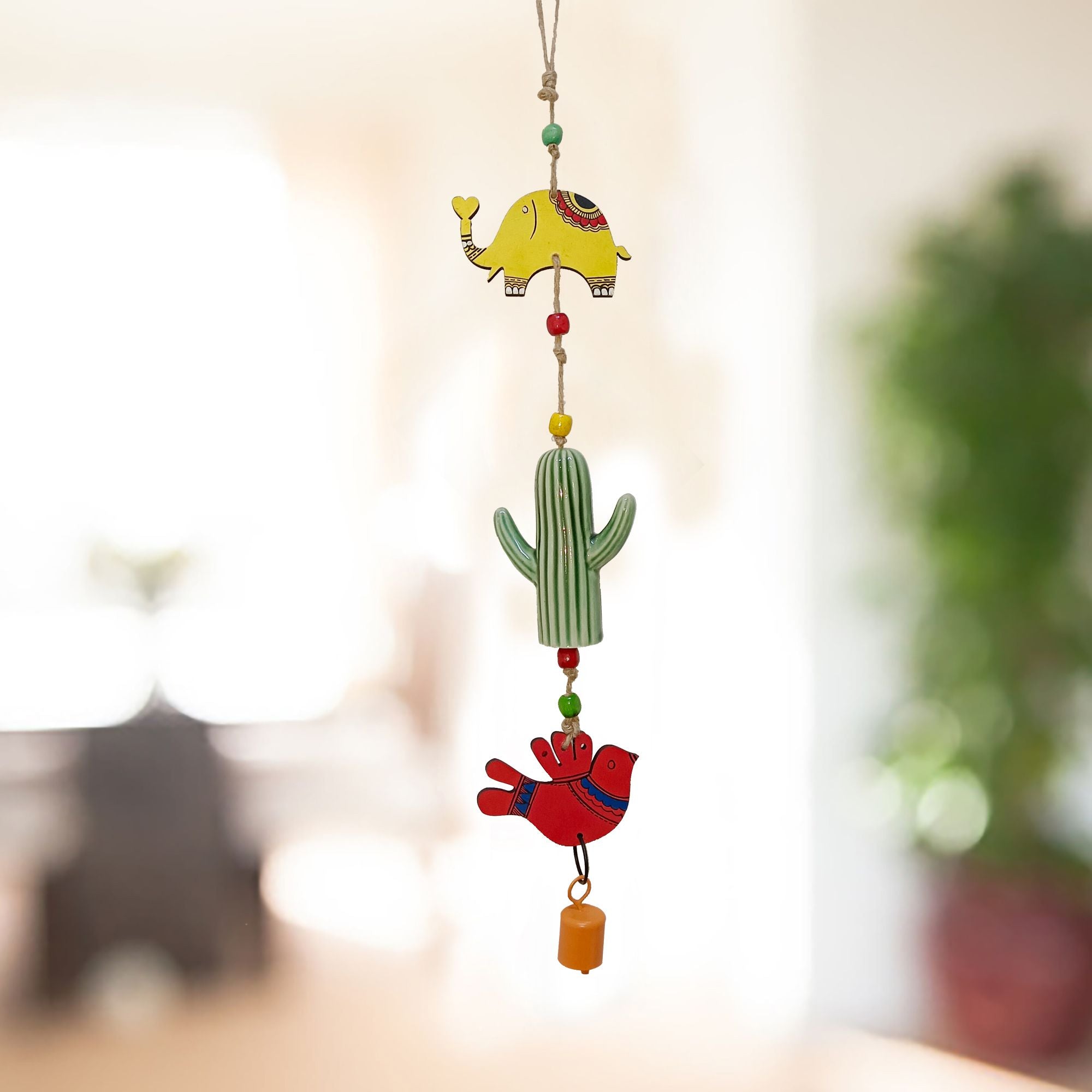 Hand Painted  Animal Windchime (3.5x1x21)