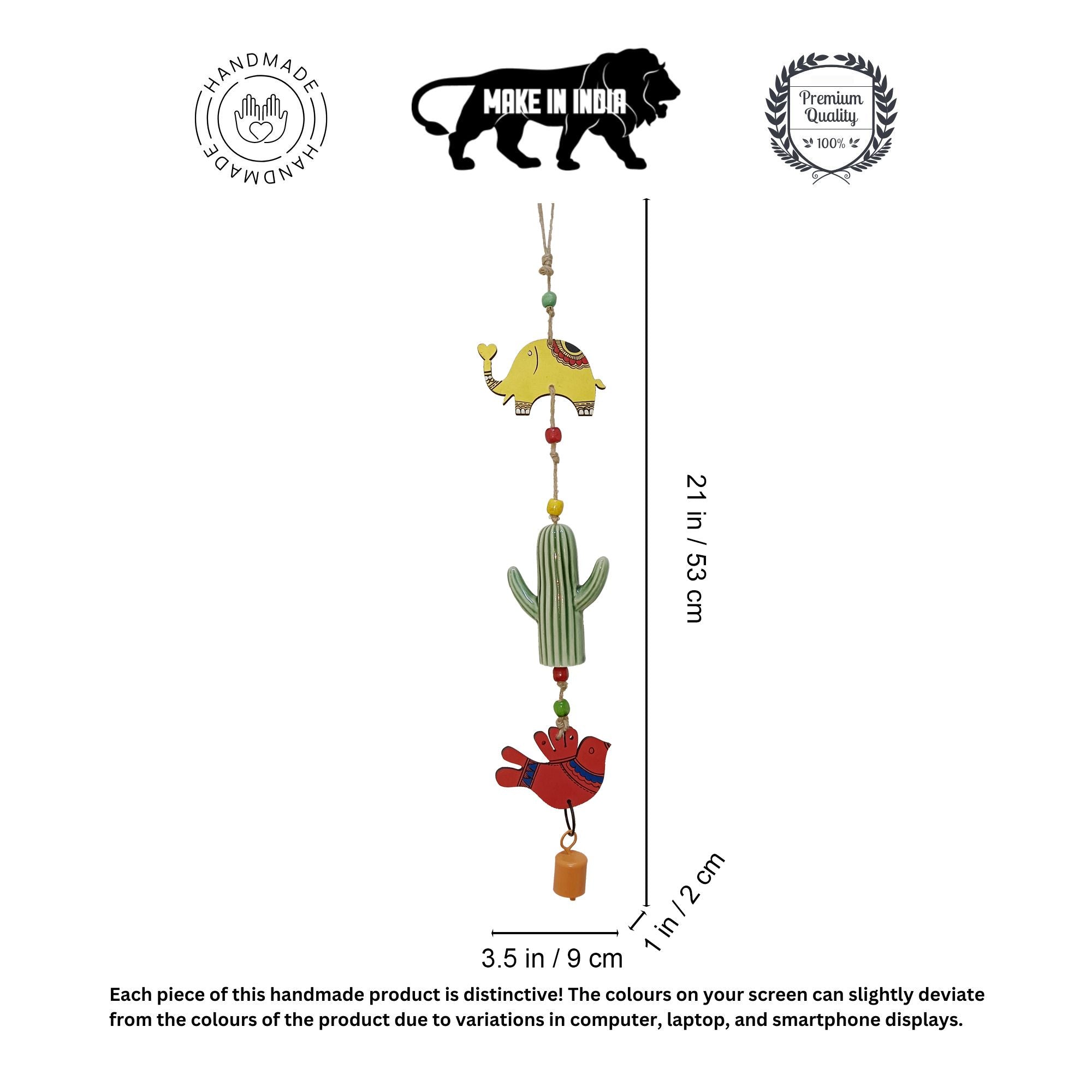 Hand Painted  Animal Windchime (3.5x1x21)