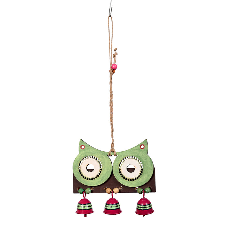 Windchime Big Owl & 3 Metal Bells (16x7)