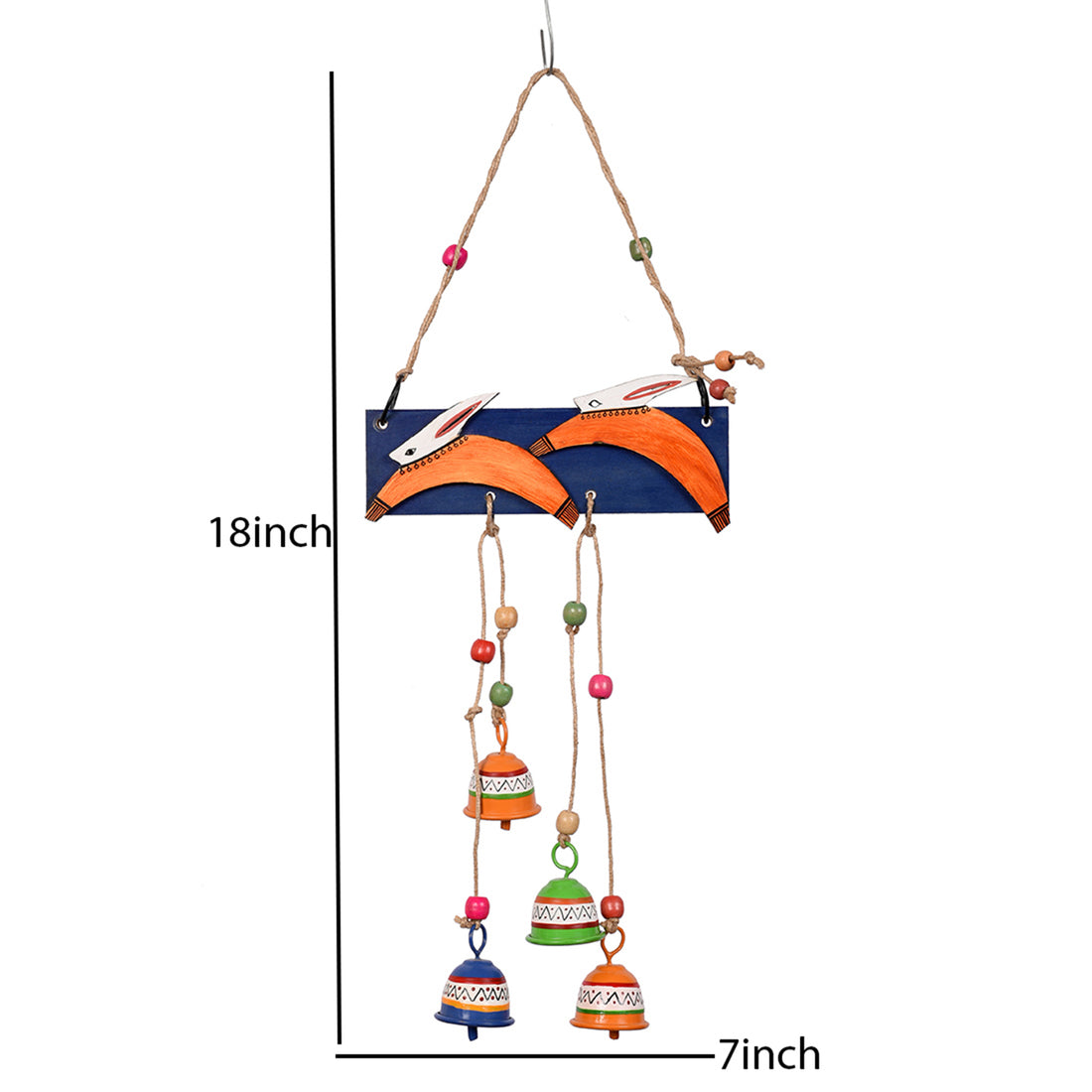 Windchime 2 Hares 4 Metal Bells (18x7)