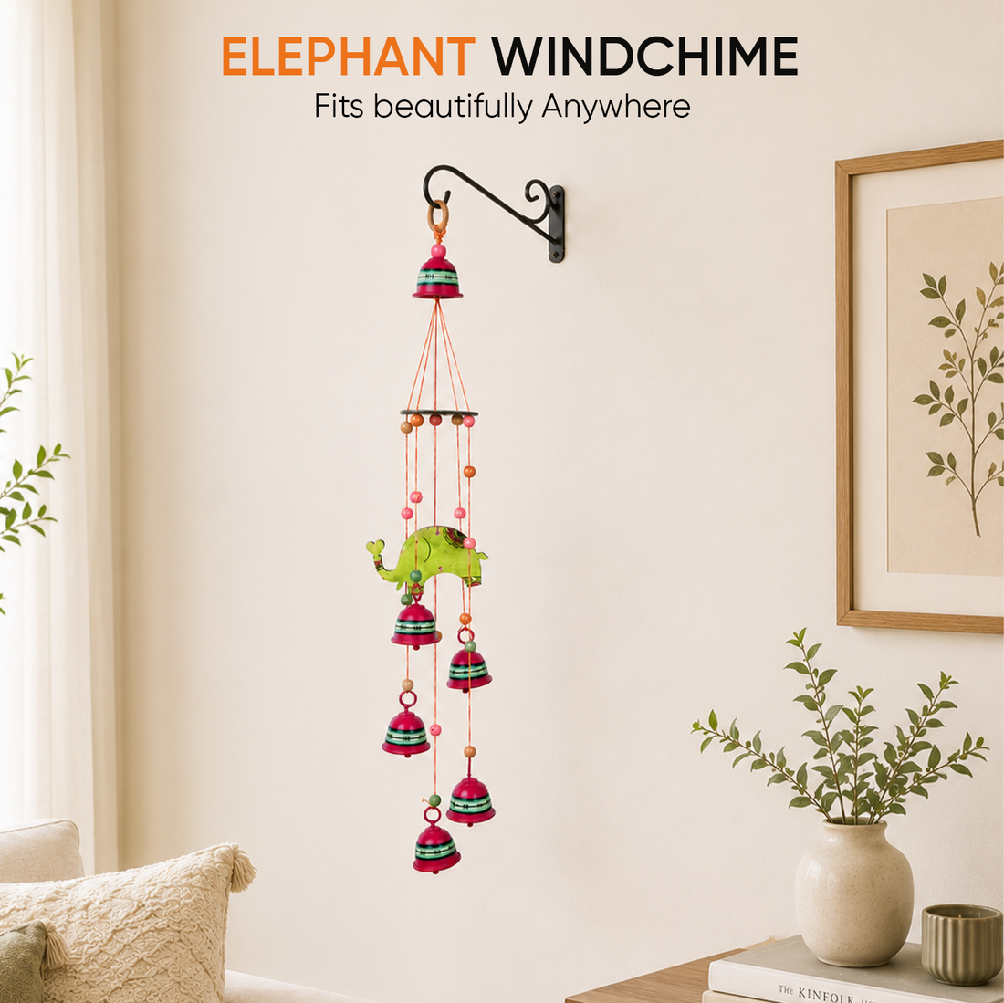 Windchime Elephant 5 MetalBells (21x2.5")