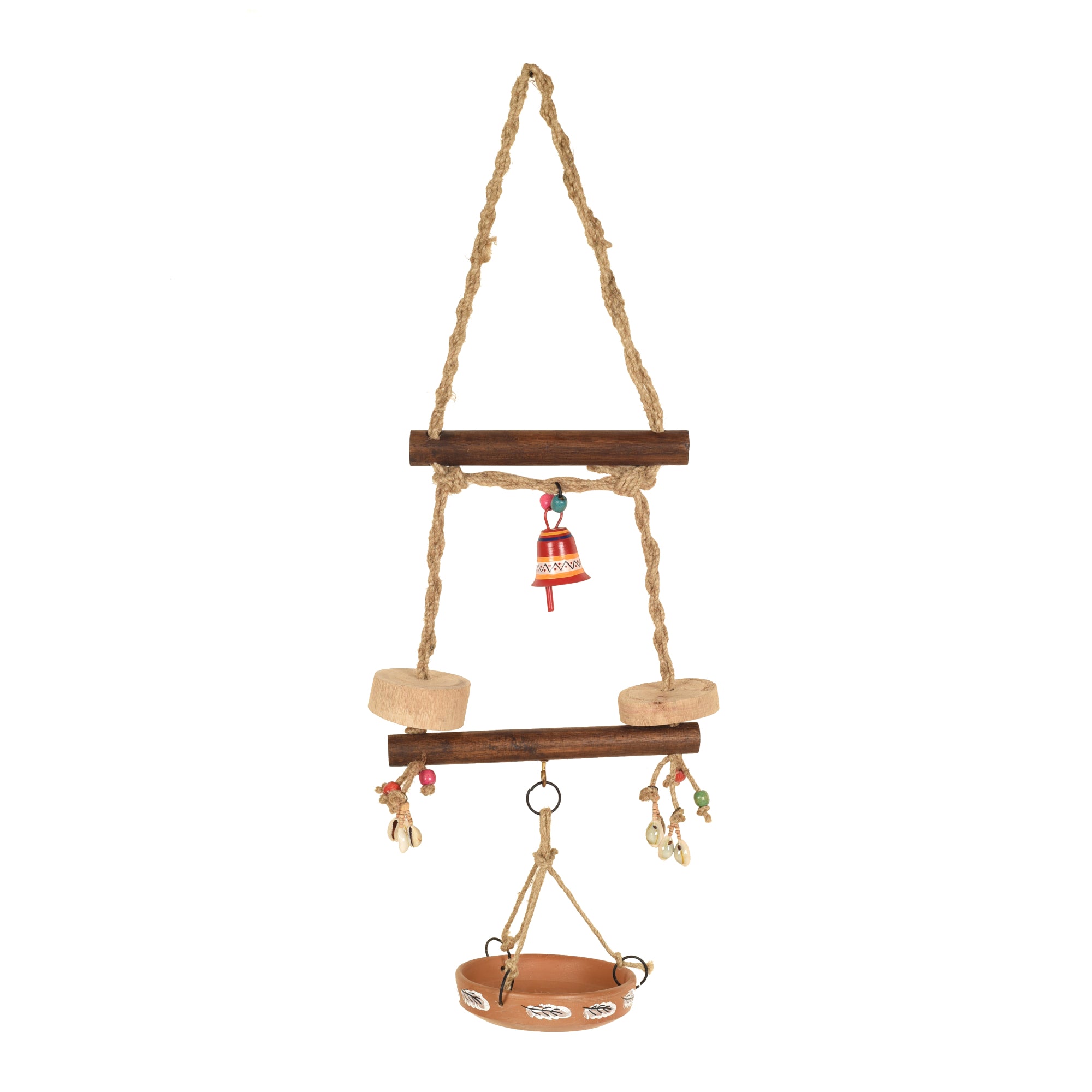 Handcrafted Bird Feeder with Metal Bells (10x5x27)