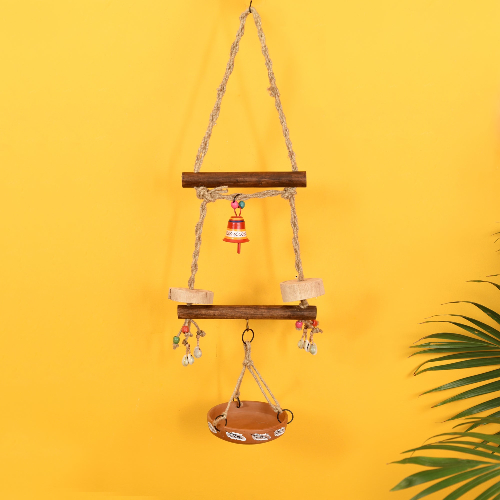 Handcrafted Bird Feeder with Metal Bells (10x5x27)