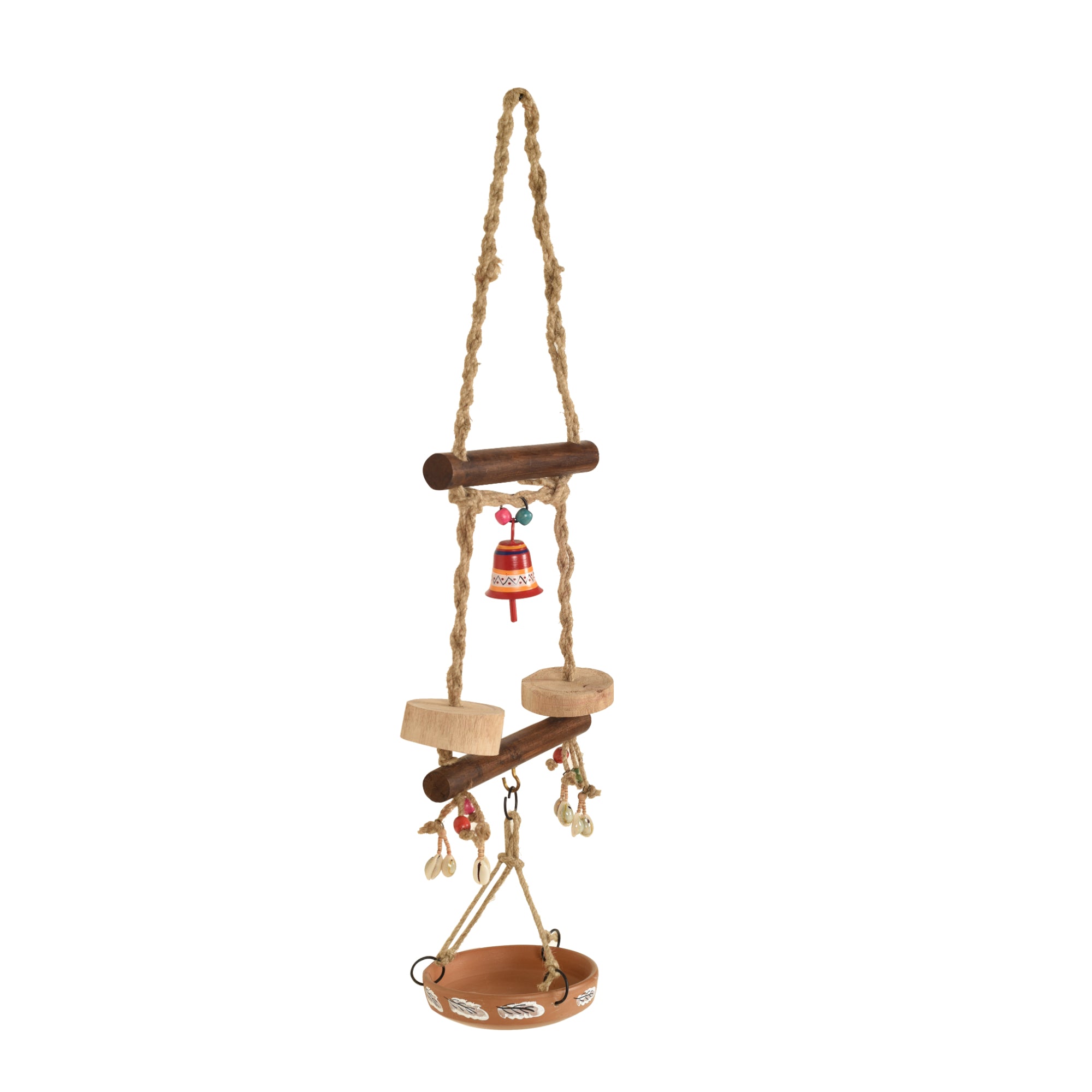 Handcrafted Bird Feeder with Metal Bells (10x5x27)