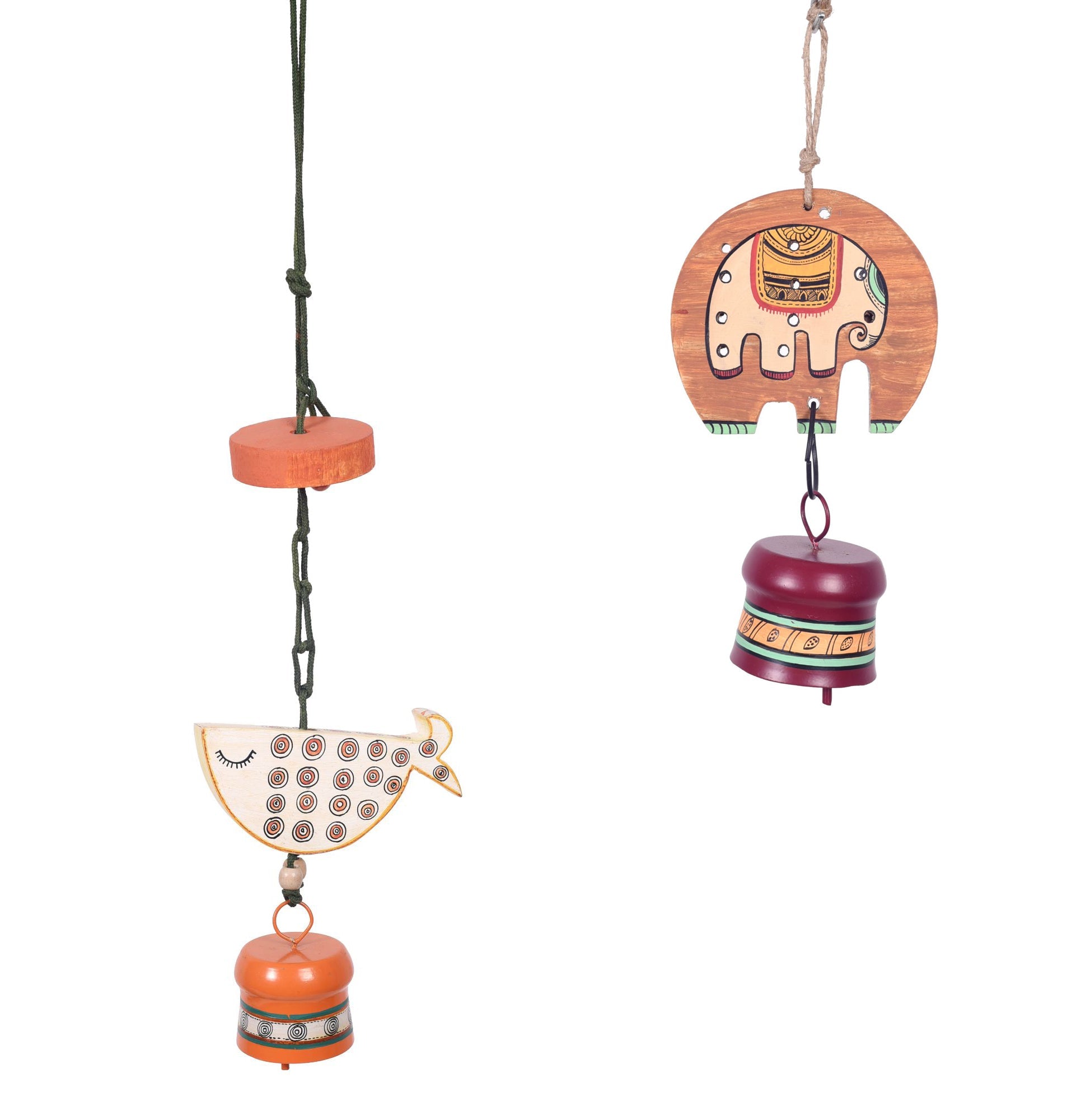 Fino Duo Handcrafted Wooden Hanging Bell