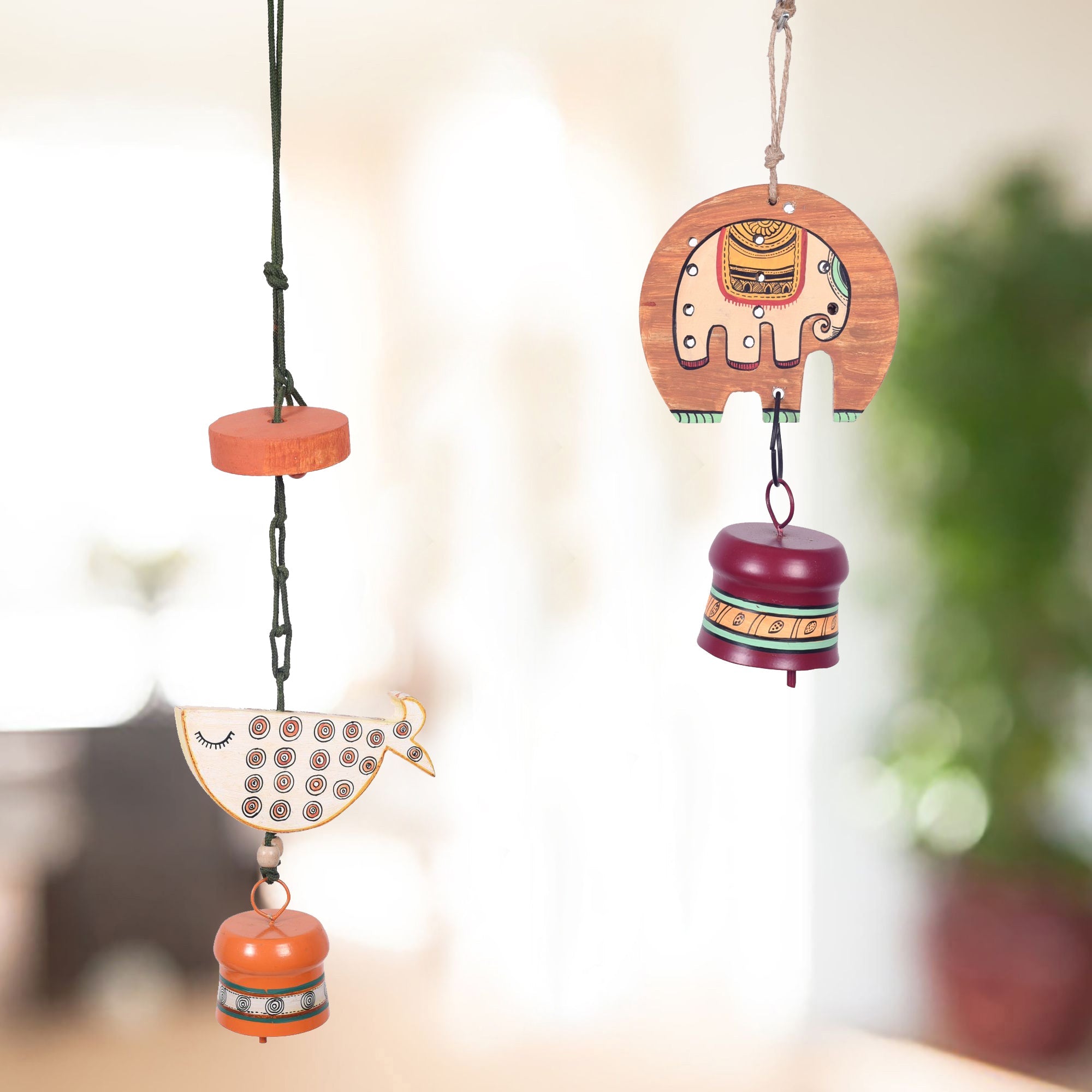 Fino Duo Handcrafted Wooden Hanging Bell