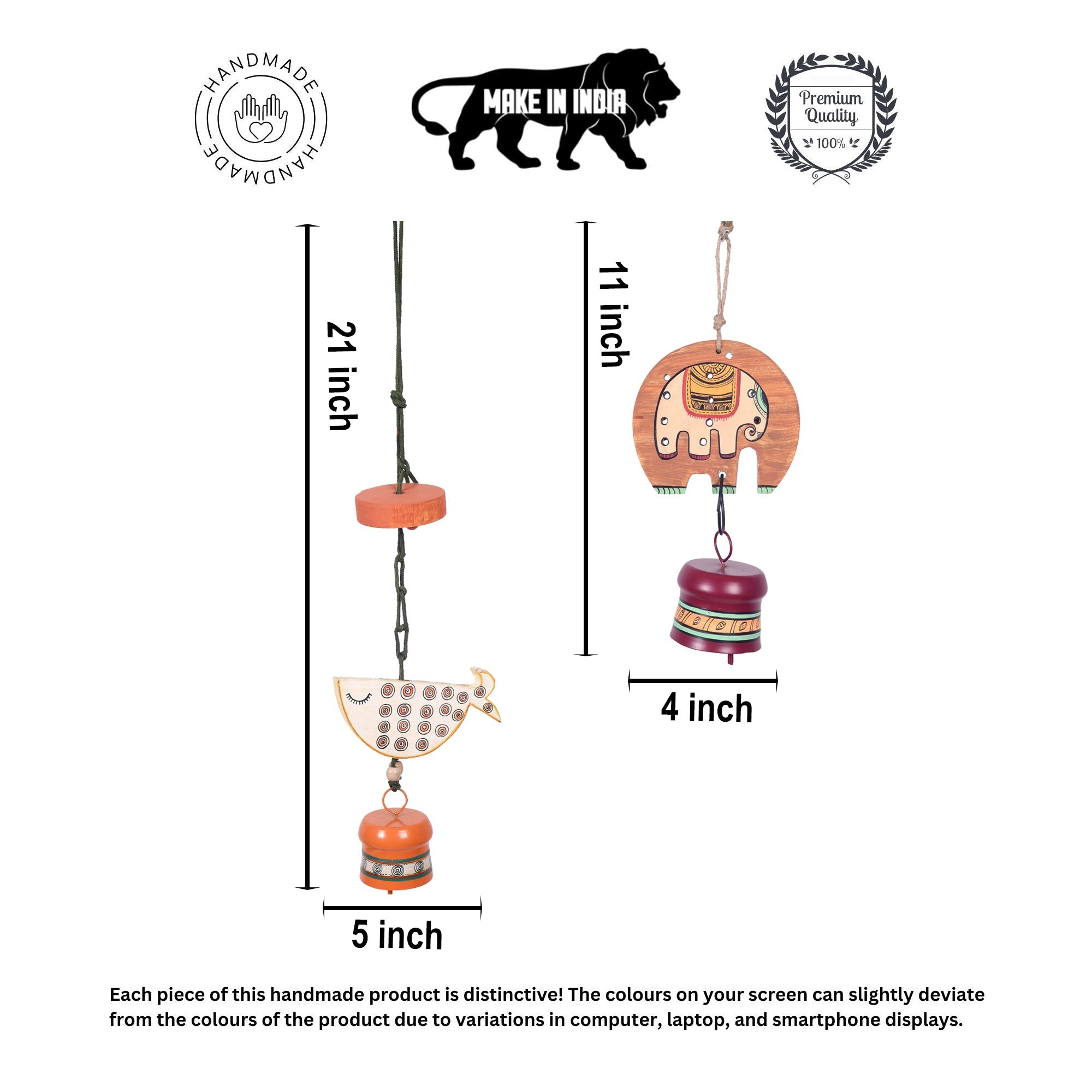 Fino Duo Handcrafted Wooden Hanging Bell