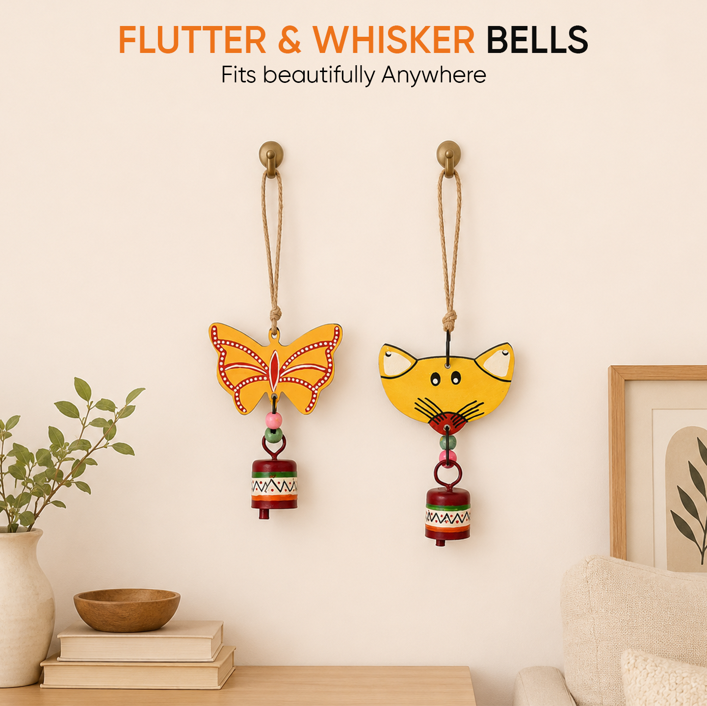 Flutter & Whisker - Handcrafted Wooden Hanging Bells