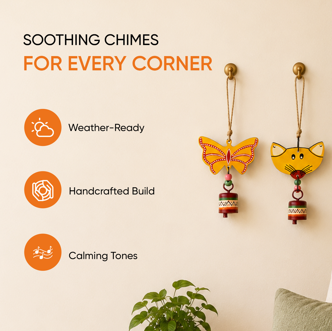 Flutter & Whisker - Handcrafted Wooden Hanging Bells