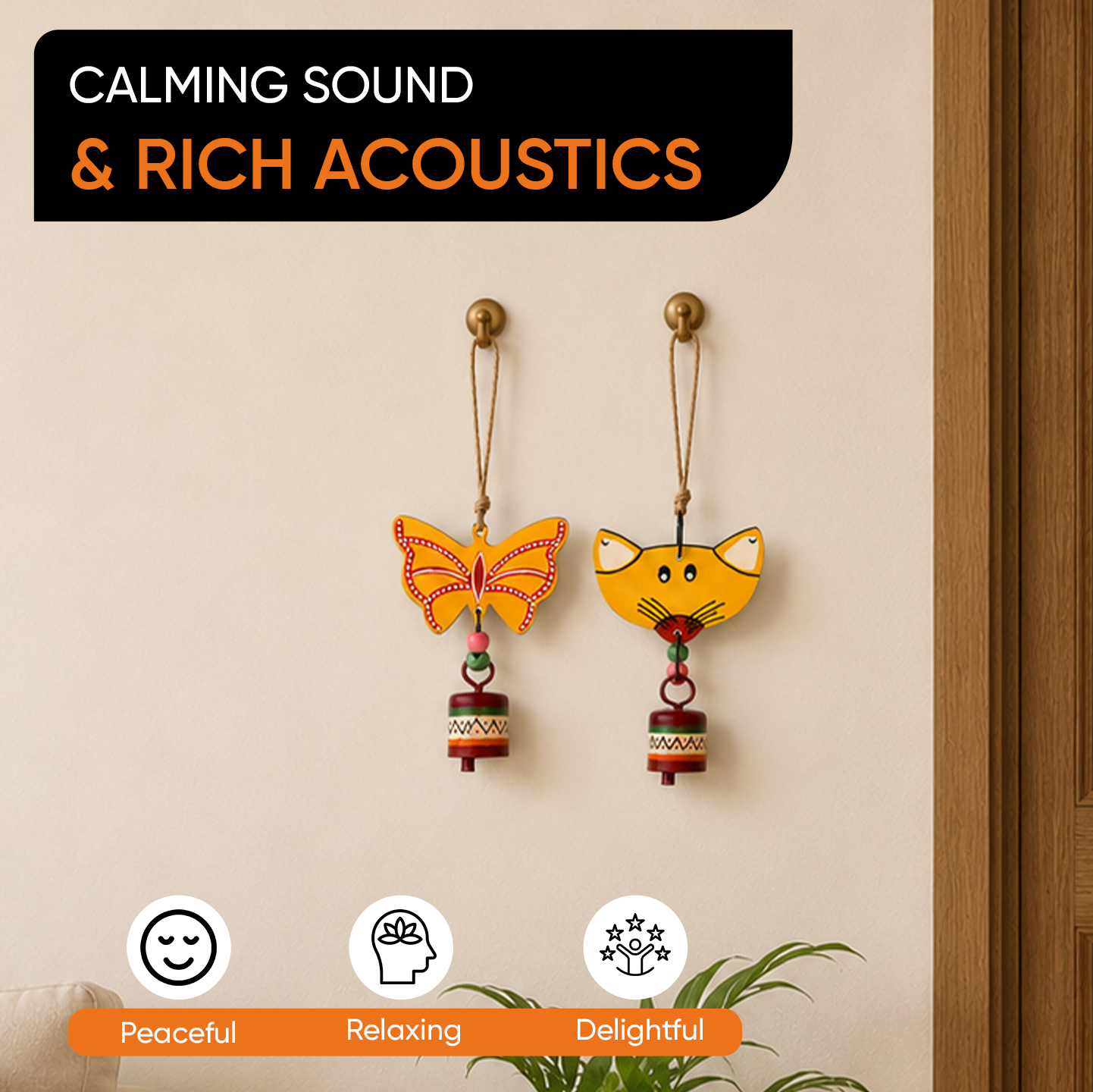 Flutter & Whisker - Handcrafted Wooden Hanging Bells