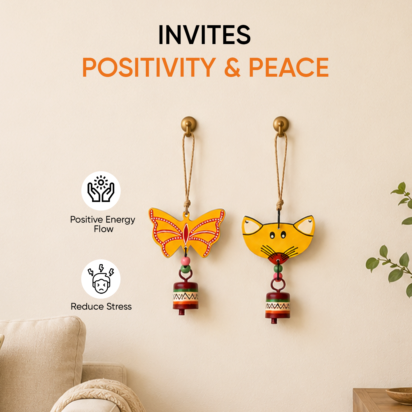 Flutter & Whisker - Handcrafted Wooden Hanging Bells