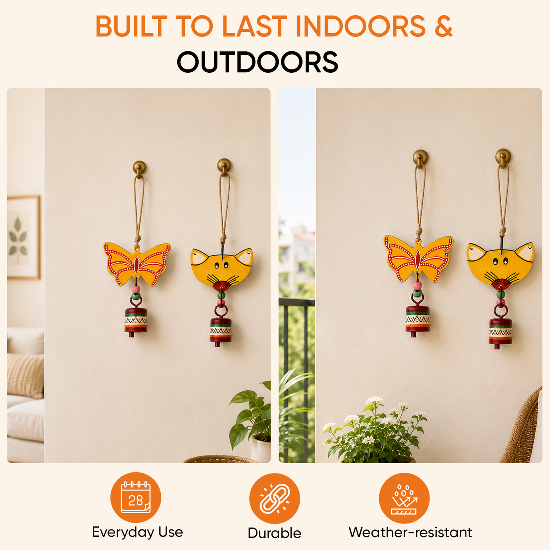 Flutter & Whisker - Handcrafted Wooden Hanging Bells
