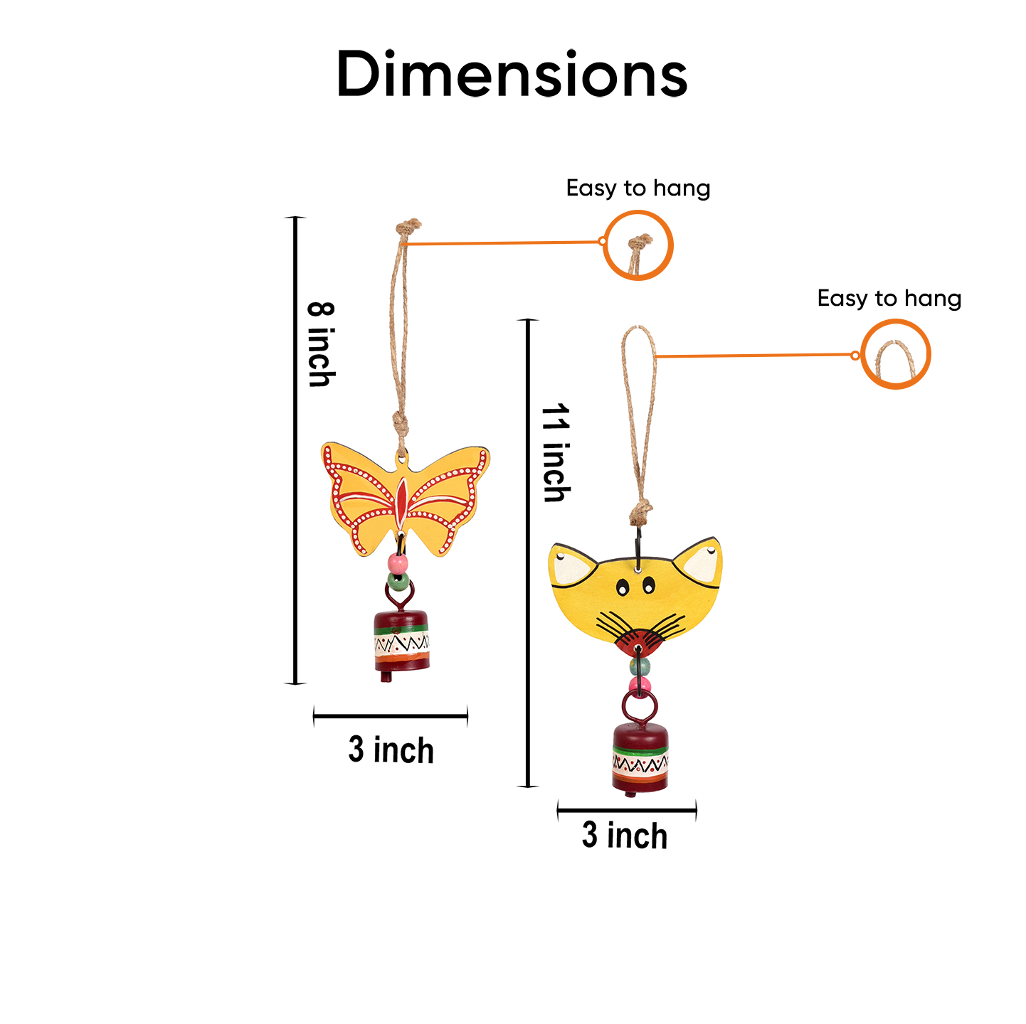 Flutter & Whisker - Handcrafted Wooden Hanging Bells