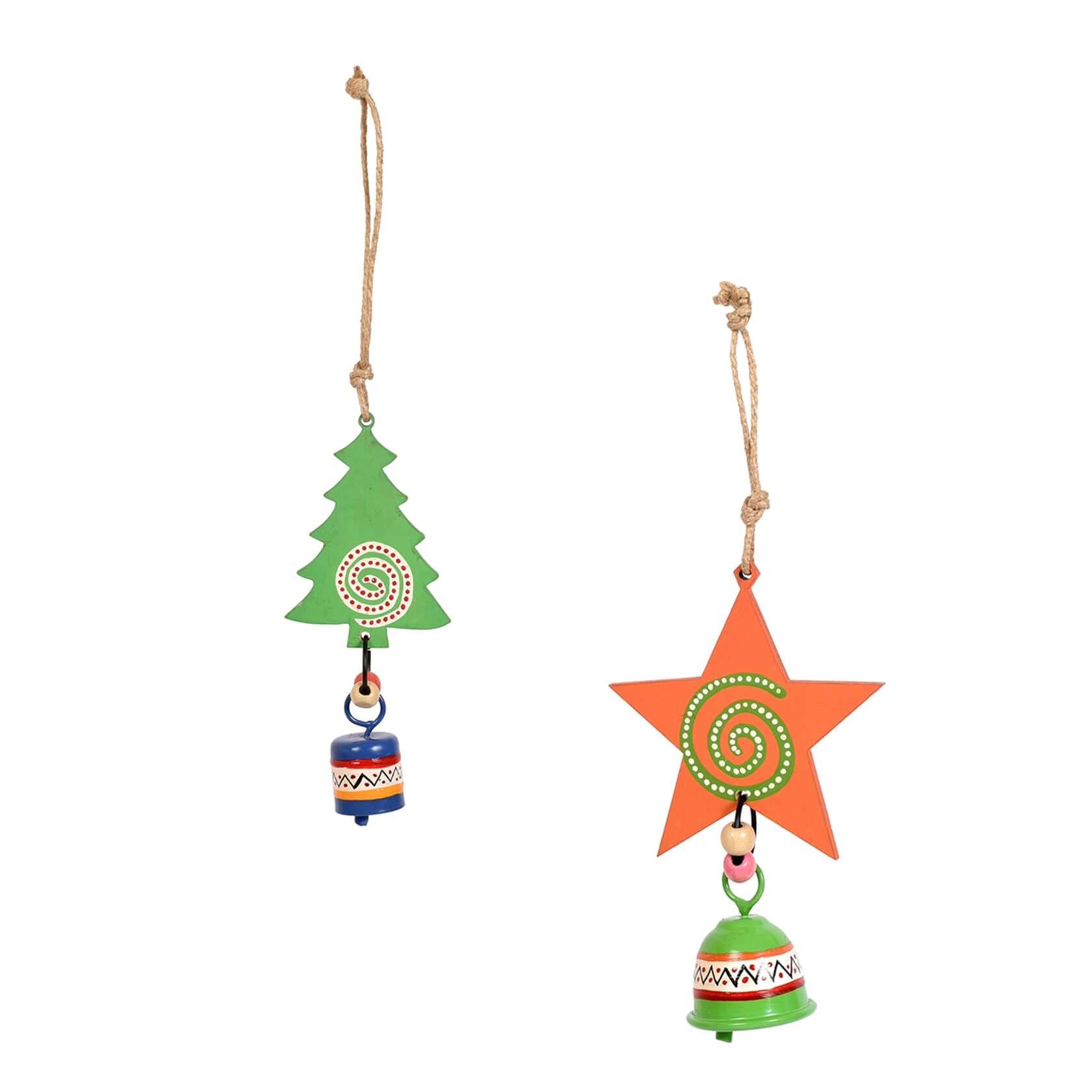 Festive Star & Tree Wind Chime Duo