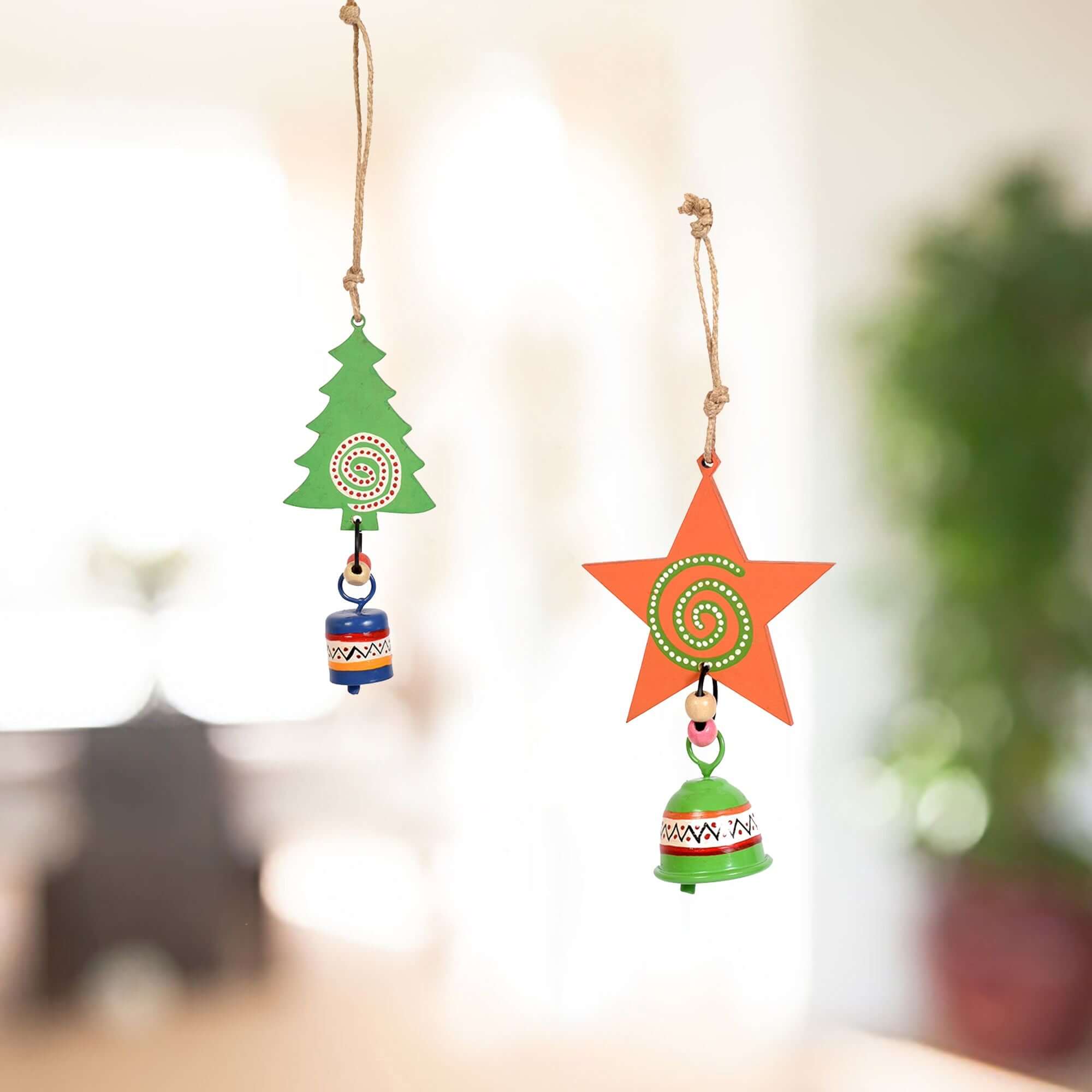 Festive Star & Tree Wind Chime Duo