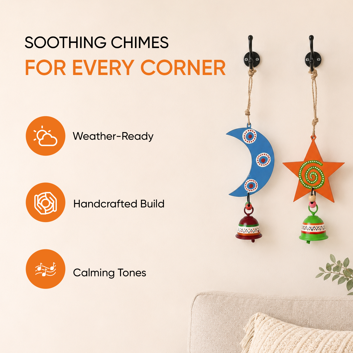 Celestial Moon & Star Wind Chime Duo