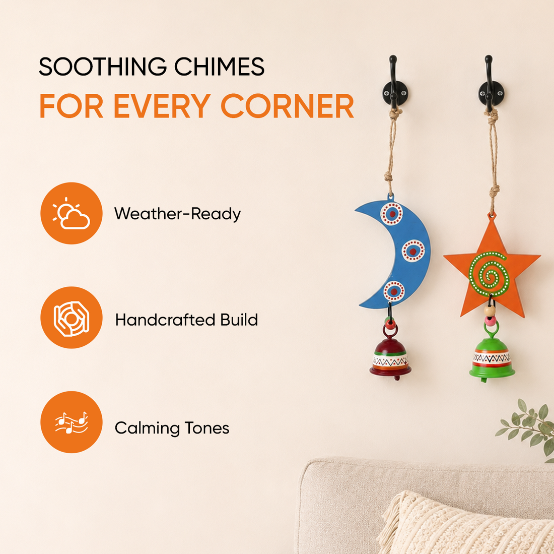 Celestial Moon & Star Wind Chime Duo