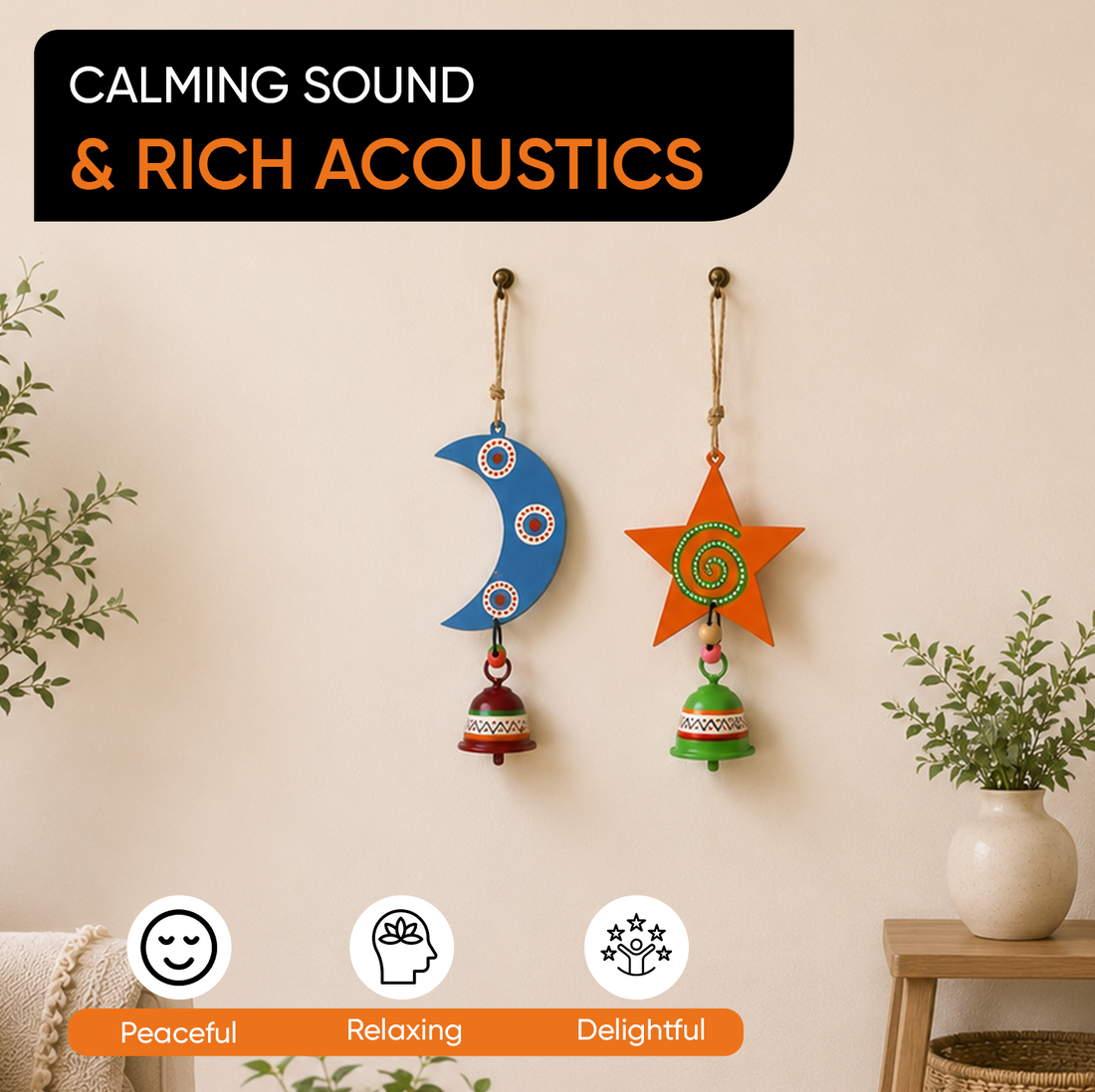 Celestial Moon & Star Wind Chime Duo