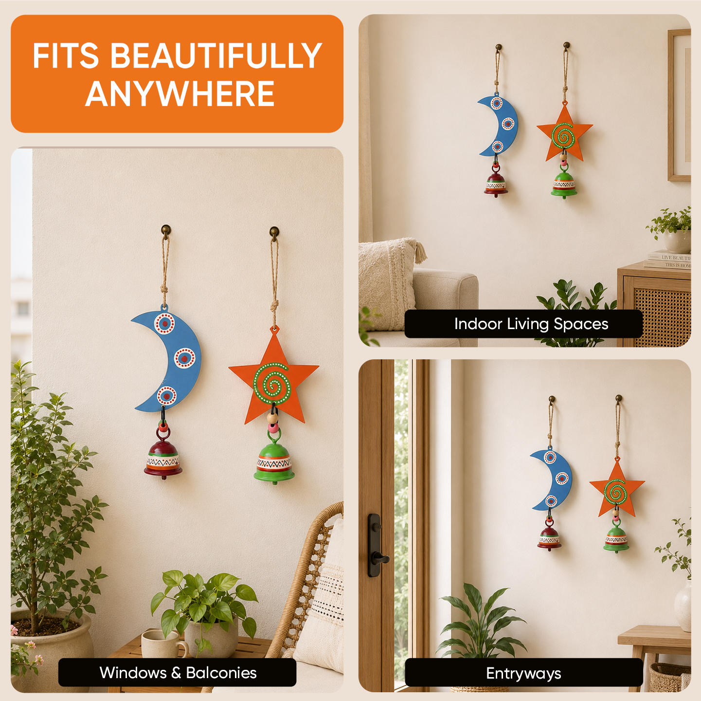 Celestial Moon & Star Wind Chime Duo