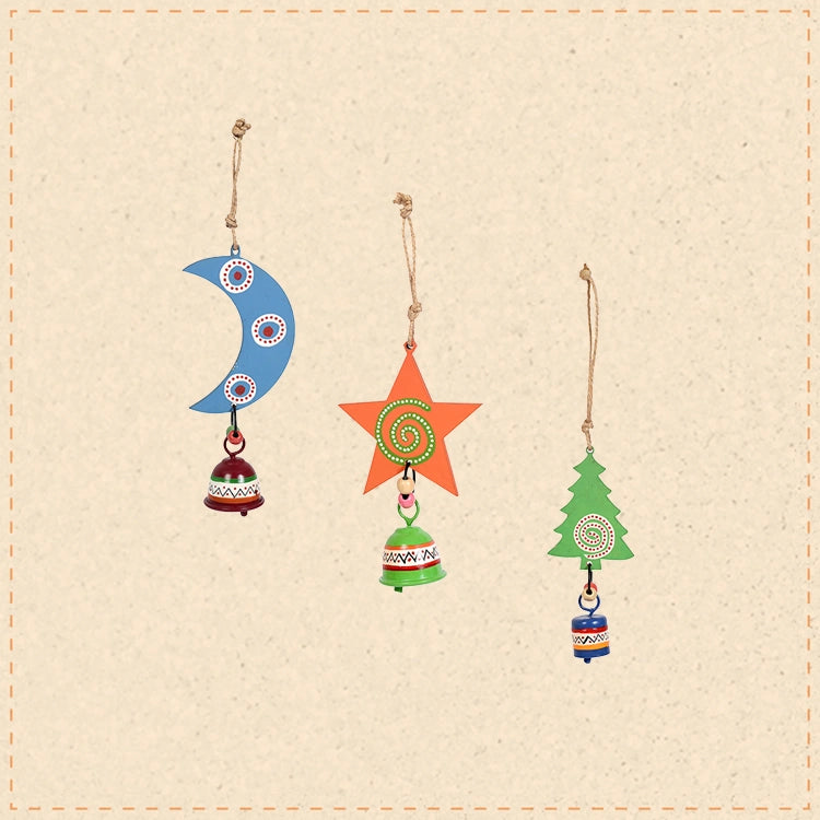 Festive Trio Wind Chime Set ﾖ Moon, Star & Tree