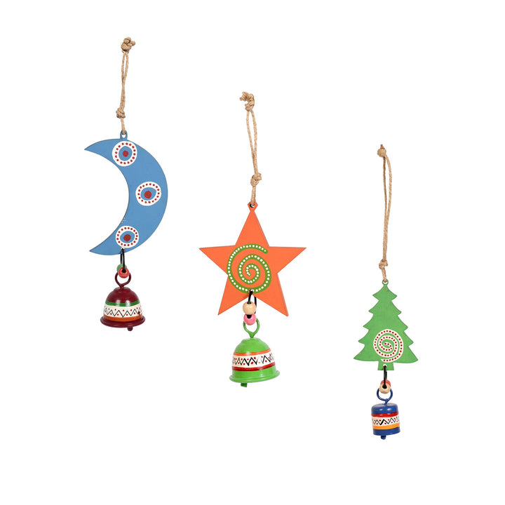 Festive Trio Wind Chime Set ﾖ Moon, Star & Tree