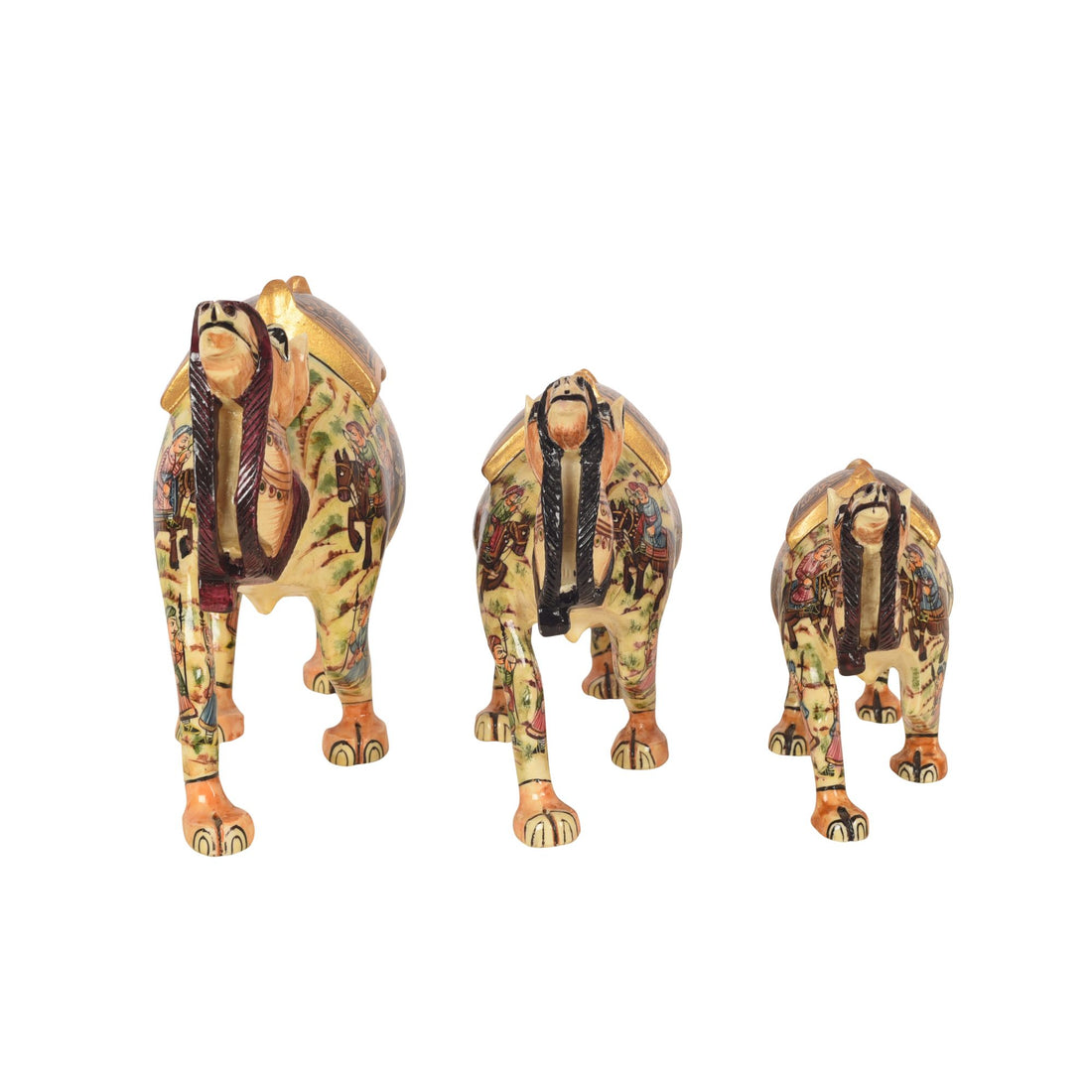 Hand carved Family of Camels Set of 3 (Brown)