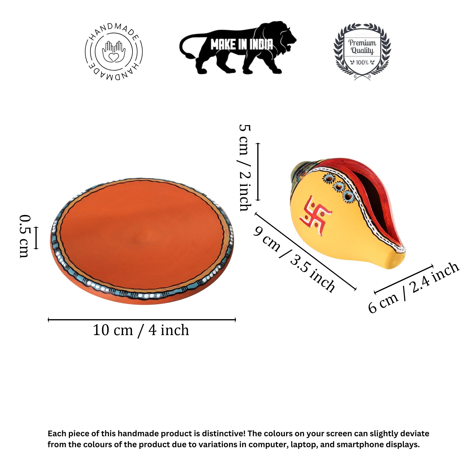 Swastika Divine Conch Incense Holder in Yellow color