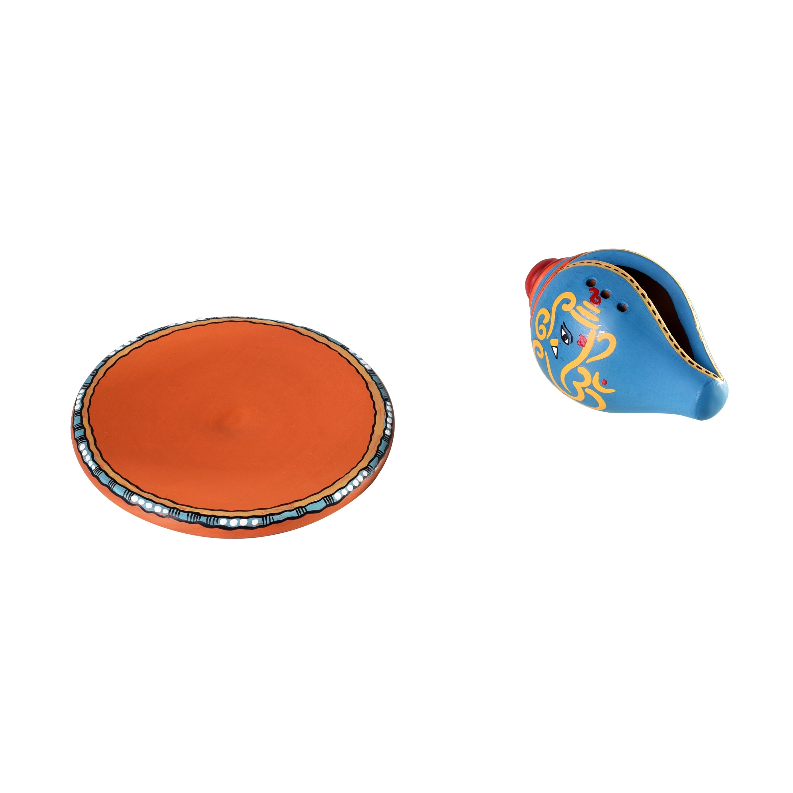 Swastika Divine Conch Incense Holder in Royal Blue color