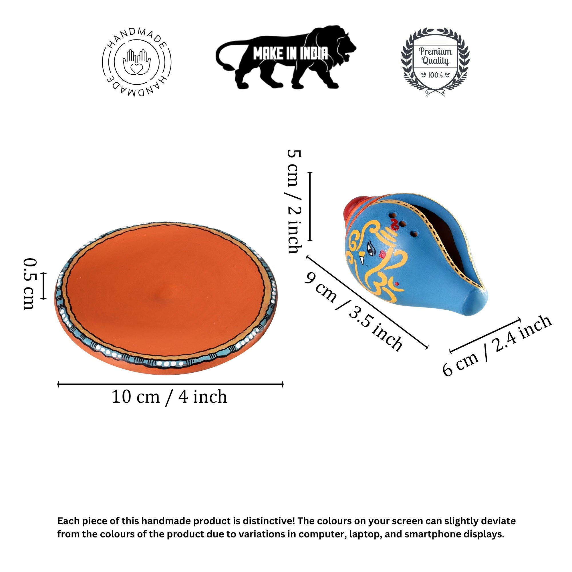 Swastika Divine Conch Incense Holder in Royal Blue color