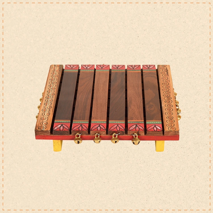 Handcrafted Puja cum Bhog Chowki (8x8x2)