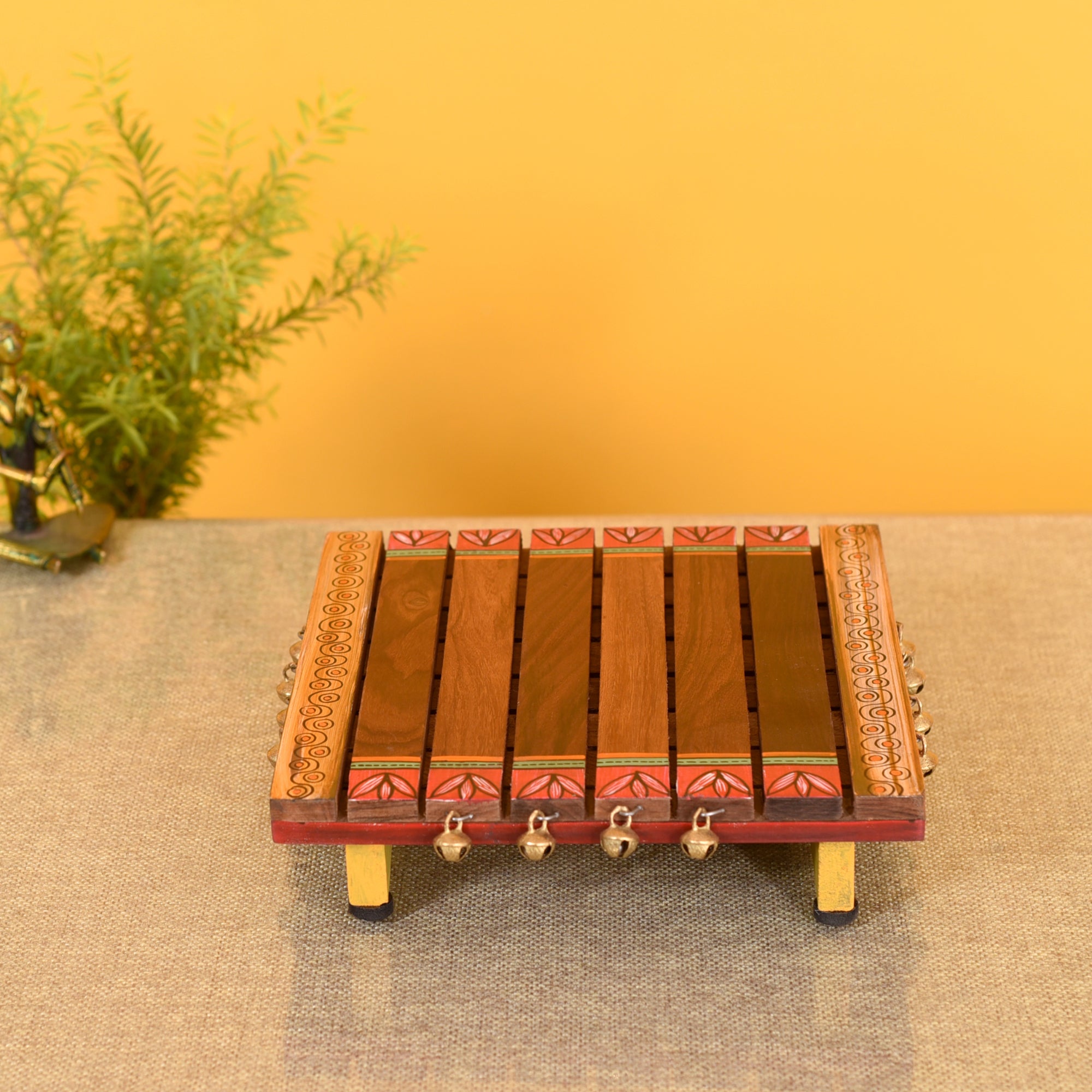 Handcrafted Puja cum Bhog Chowki (8x8x2)