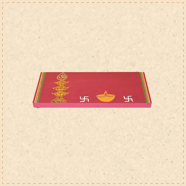 Laxmi Ganesh Puja Chowki in Shubh Red (12x0.5x5)