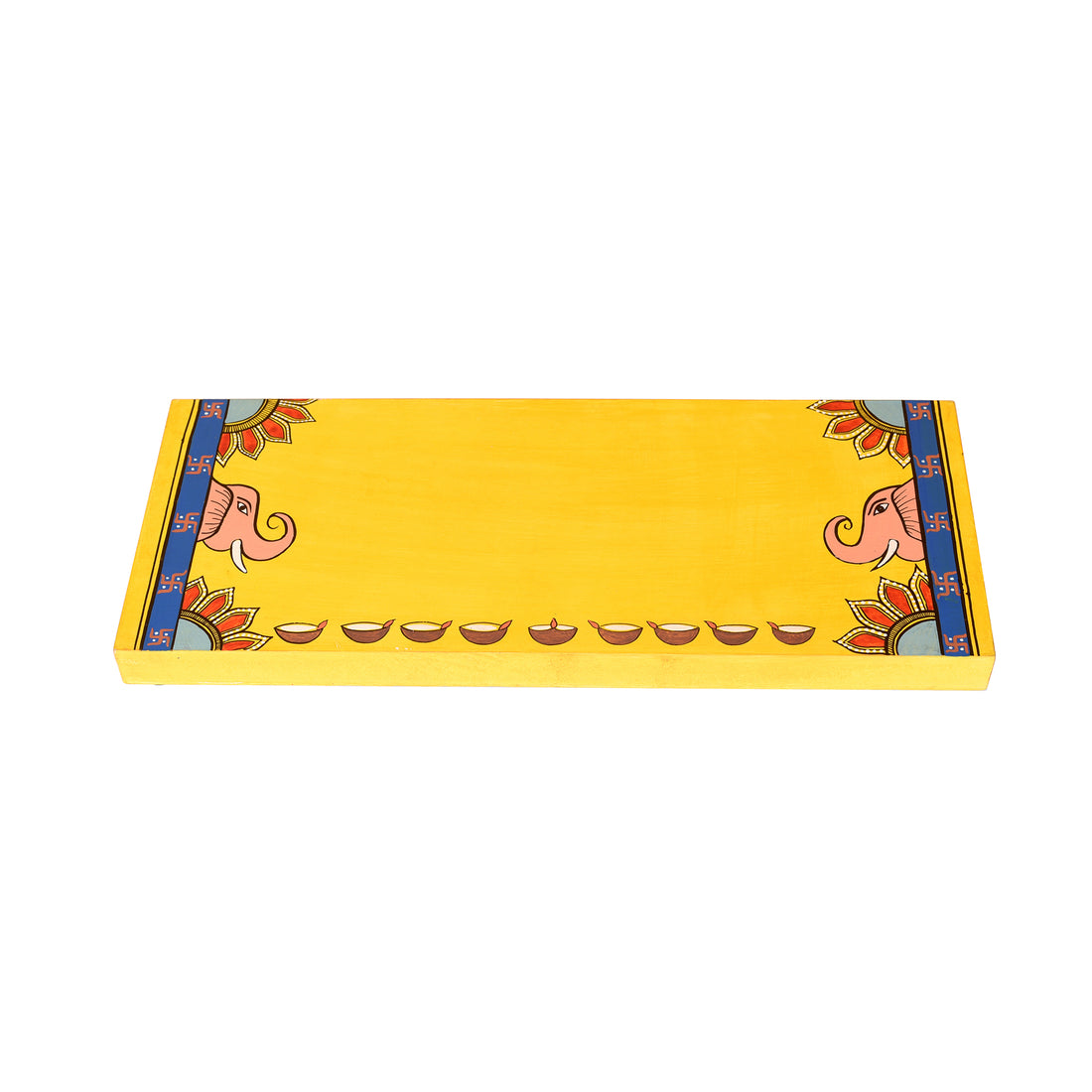 Laxmi Ganesh Puja Chowki in Shubh Mustard (12x0.5x5)