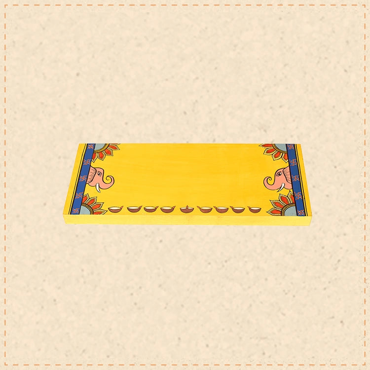 Laxmi Ganesh Puja Chowki in Shubh Mustard (12x0.5x5)