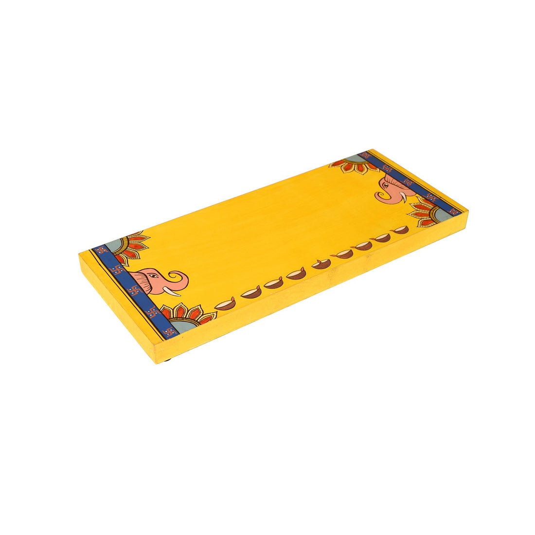 Laxmi Ganesh Puja Chowki in Shubh Mustard (12x0.5x5)