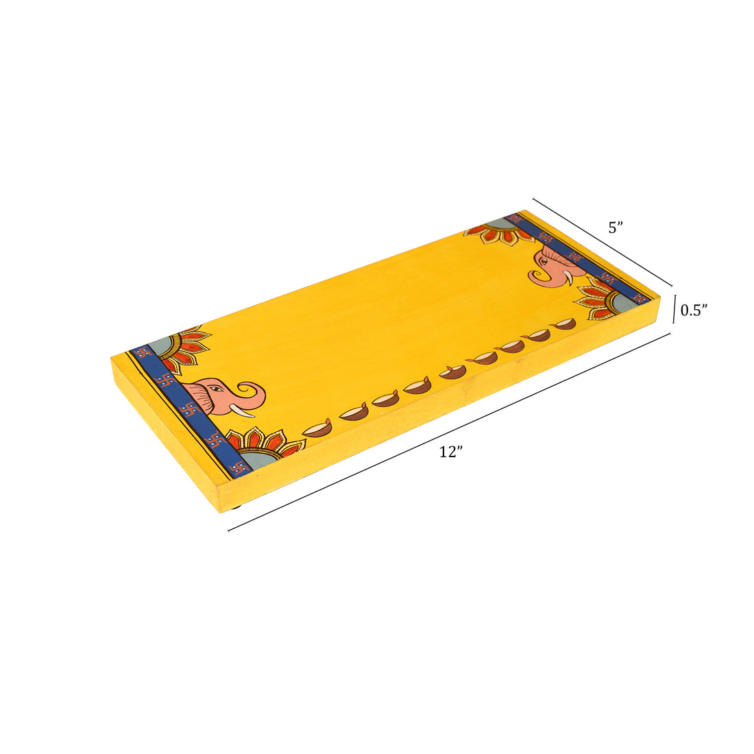 Laxmi Ganesh Puja Chowki in Shubh Mustard (12x0.5x5)