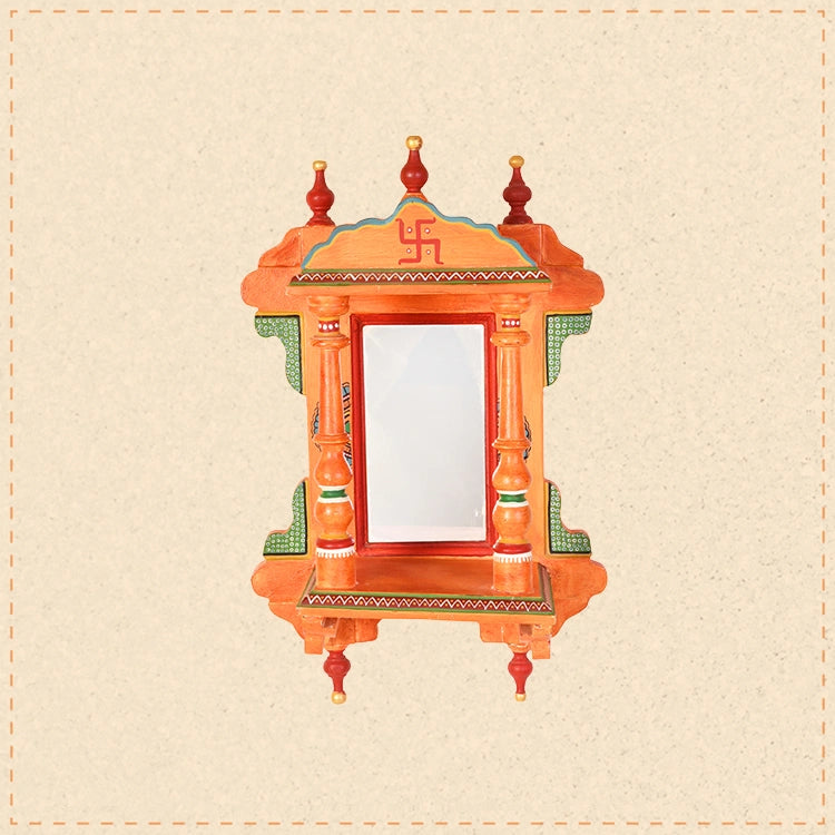Handcrafted Wall Decor Jharokha in Sunset Orange (10x6x16)