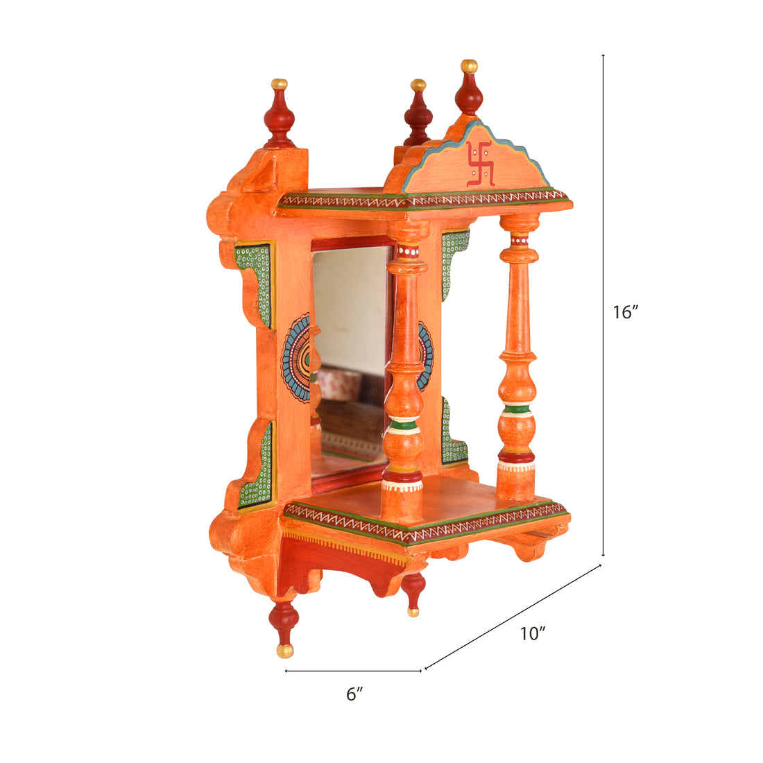 Handcrafted Wall Decor Jharokha in Sunset Orange (10x6x16)