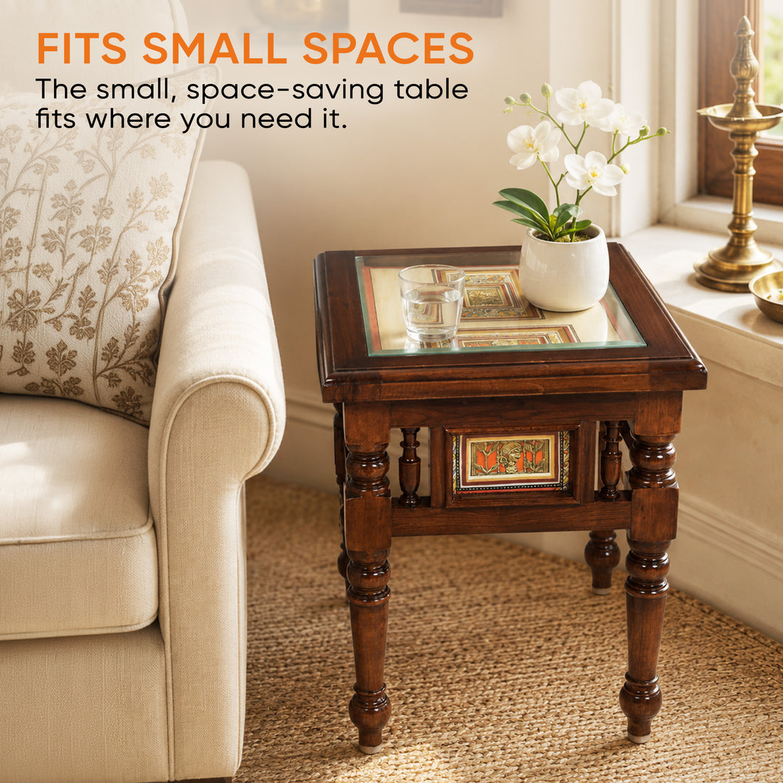 Yuva-I End Table in Teakwood with Walnut Finish