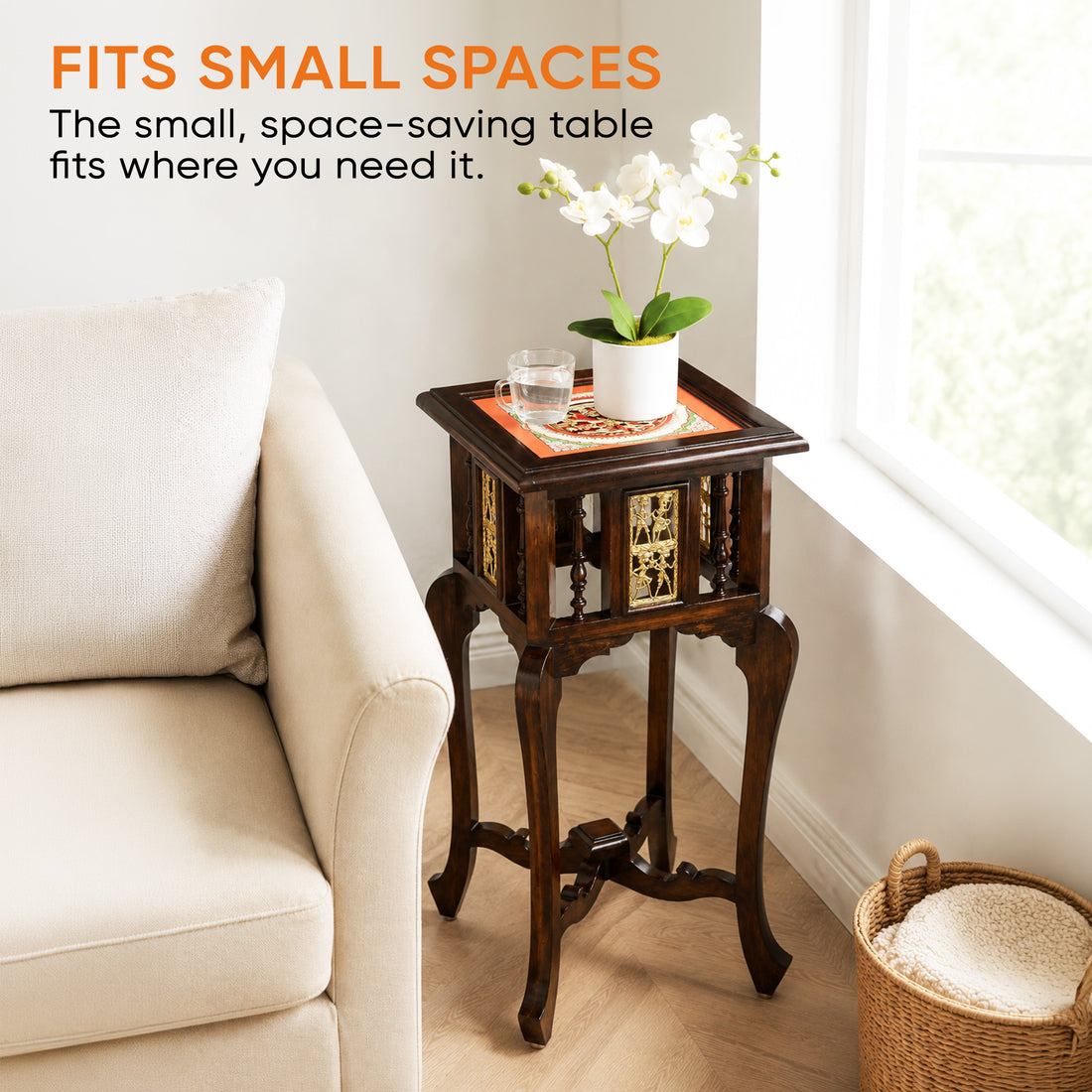 Shahi End Table in Teakwood with Walnut Finish (14x14x30)