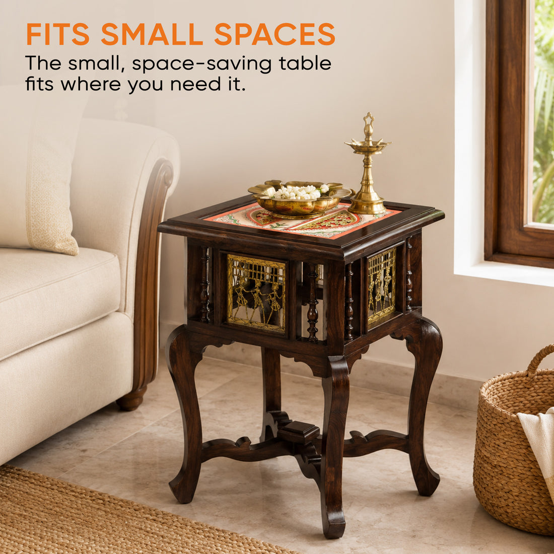 Harbi End Table in Teakwood with Walnut Finish (16x16x24)